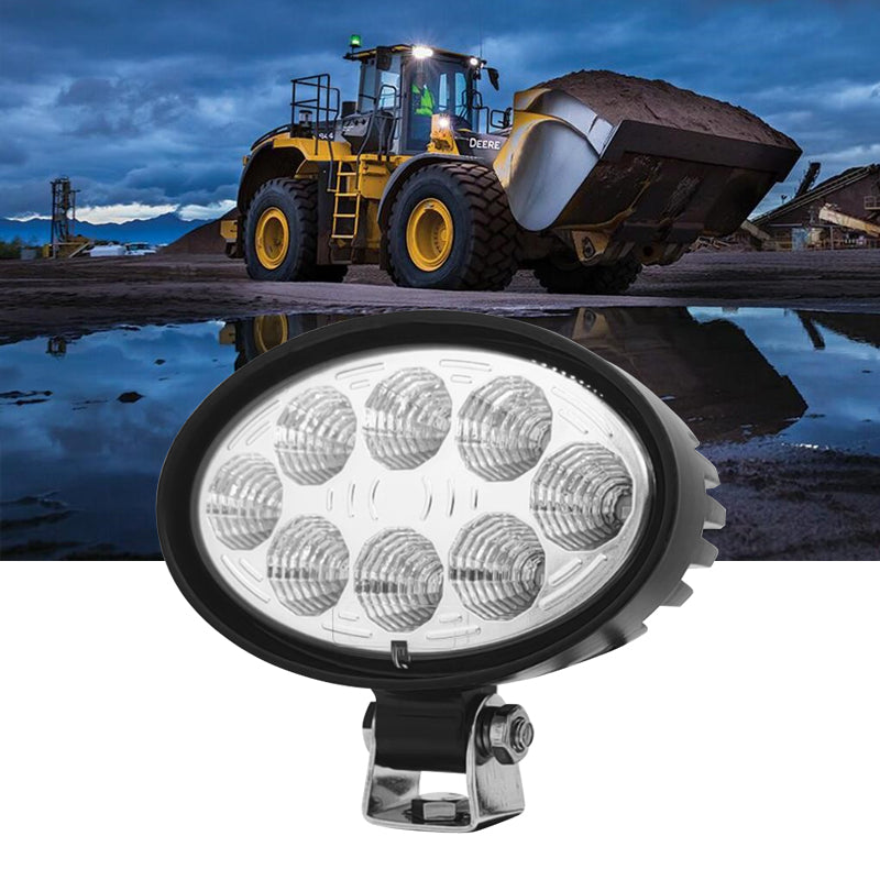 Forklift equipped with 8 LED work light in warehouse