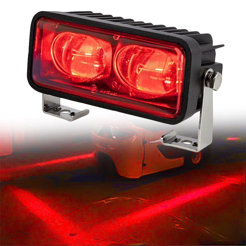 Linear LED beam marking safety zone near vehicles