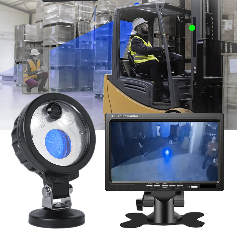 3-in-1 forklift light and camera system close-up
