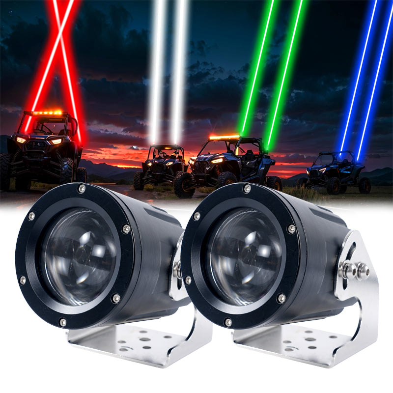 4-color offroad LED lights on vehicles at sunset