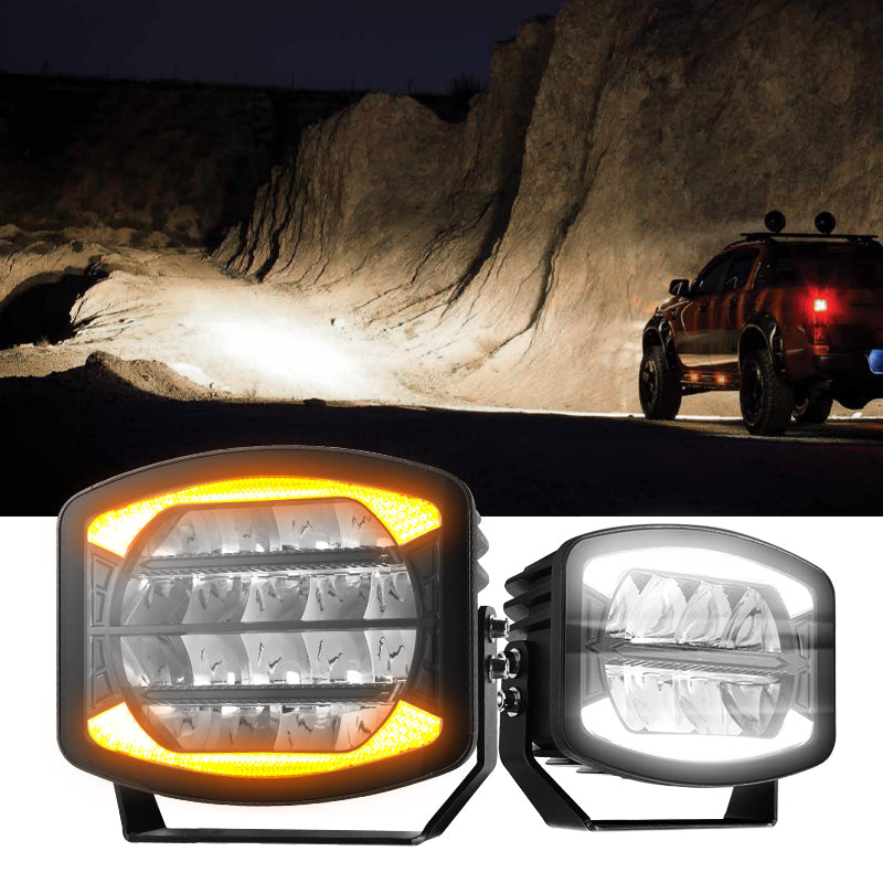 6000-6500K white beam LED driving light with halo
