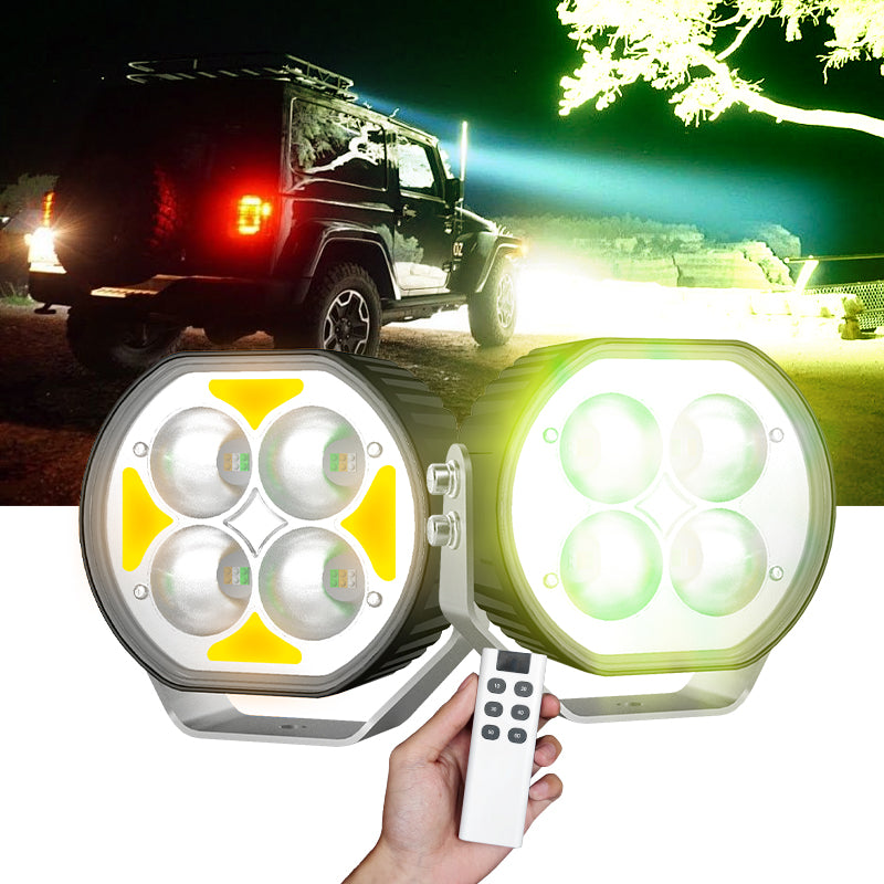 72W LED Driving Light with Multi-Color Halo & Remote – IP67