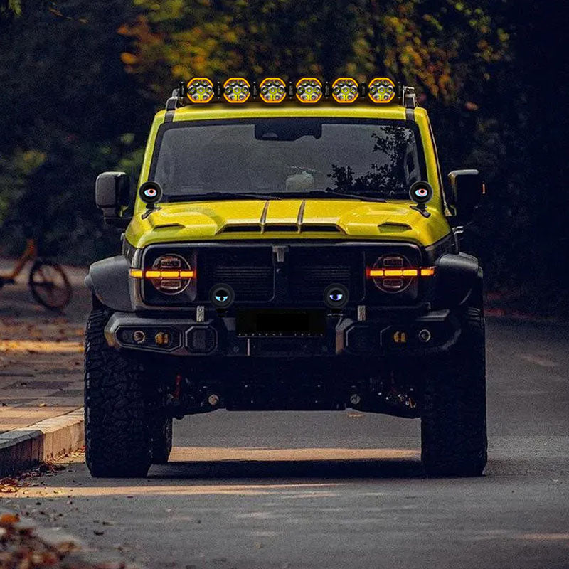 Black devil eyes car lights for car front grille installation