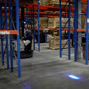 Blue safety spot beam reduces accident risks indoors
