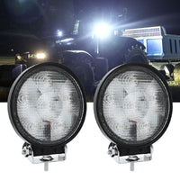 Circular LED work light with durable mounting bracket