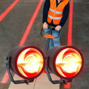 Clear LED beam on warehouse floor for forklift safety