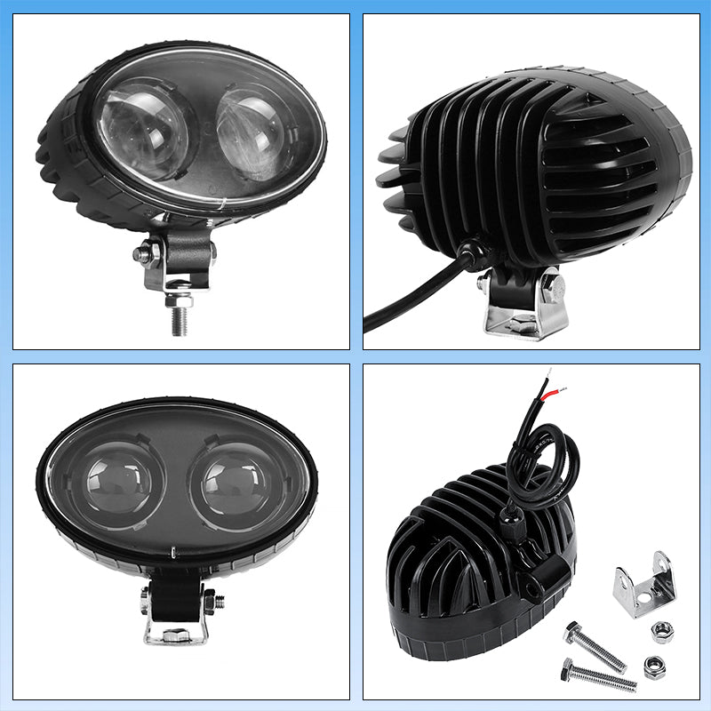 Dual-beam forklift spotlight installed on overhead guard