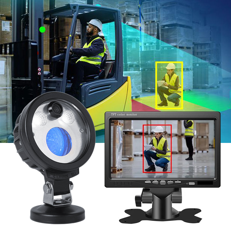 Forklift Blind Spot Camera with Work Light & Blue Spotlight