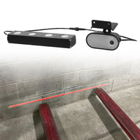 Forklift laser guide system showing fork position accurately