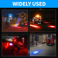 Forklift operating with blue safety spotlight in industrial area