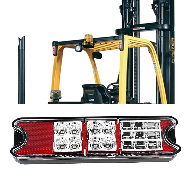 Forklift operator with installed rear LED safety light