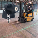 Forklift using green laser light for operational path visibility