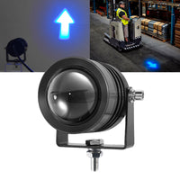 Forklift warning light with blue arrow beam projection