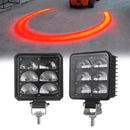 Forklift with red arc warning light on warehouse driveway