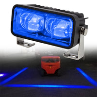 Ground projection light on warehouse forklift