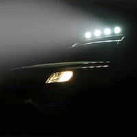 High-powered round LED lights illuminating in the dark