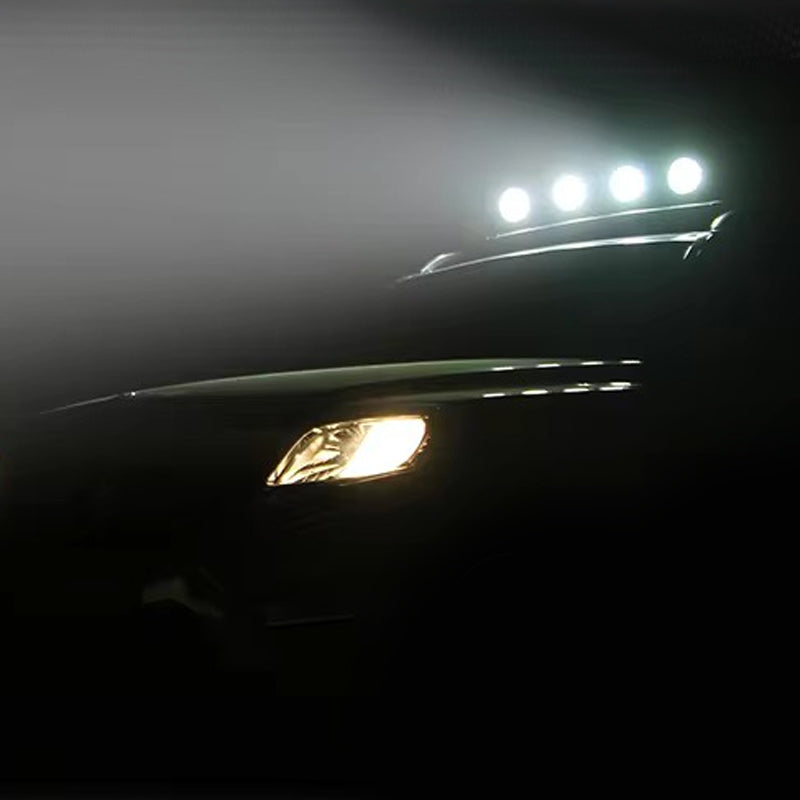 High-powered round LED lights illuminating in the dark