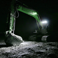 Industrial truck with LED lights working in dark environment