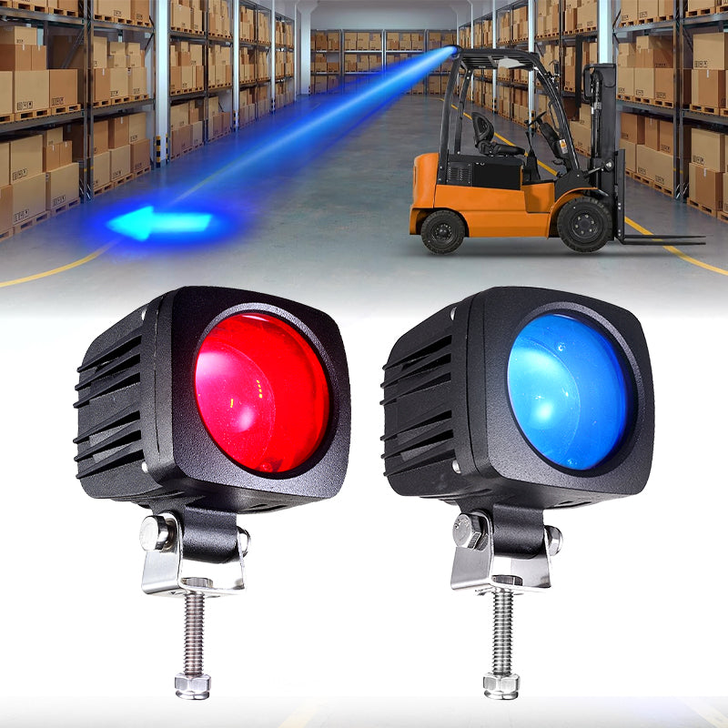 LED arrow spotlight alerting warehouse workers