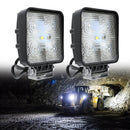 LED work light mounted on construction machinery at night