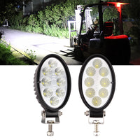 LED work light mounted on forklift in warehouse
