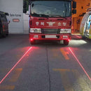 Laser line projector used behind fire truck for visible boundary marking
