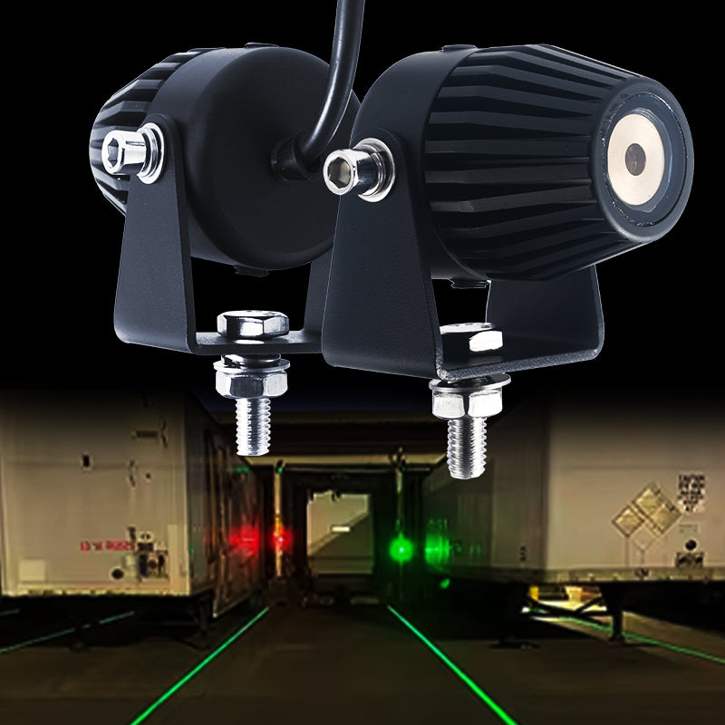 Night scene with laser line projector marking caution area