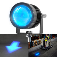 Overhead LED warning light with directional arrow beam

