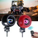 Pair of car eyes lights in black and red housings