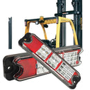 Rear view of yellow forklift showing LED tail light installation