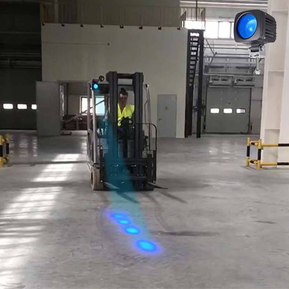 Red and blue forklift safety warning beam