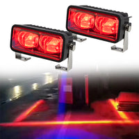 Red and blue linear LED light for accident prevention