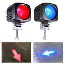 Red arrow beam safety light behind moving forklift