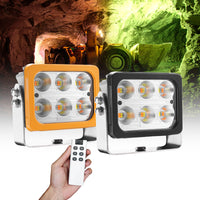 Remote-controlled LED work light with multiple lighting options

