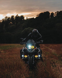 Unique eye-style LED lights with halo ring for rugged vehicles