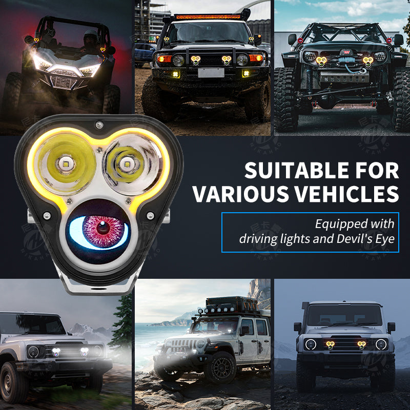 car devil eyes for jeeps, UTVs, and off-road rigs
