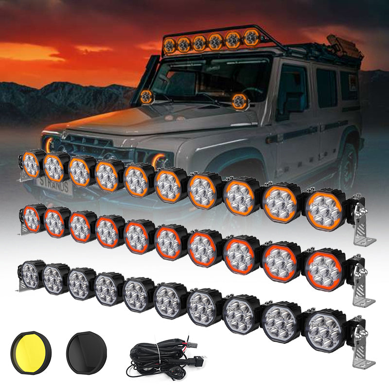 led driving lights with amber and red halo ring