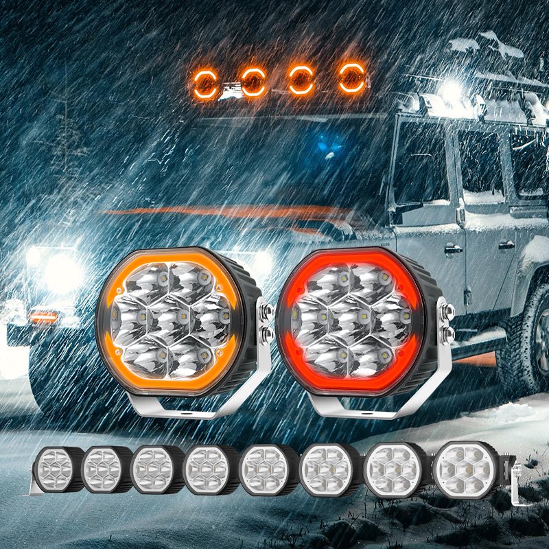 High-Performance LED Off-Road Driving Lights with Dual-Color Rings