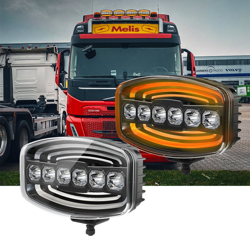 LED Truck Driving Lights with Dual Amber & White DRL for Visibility